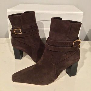 Good American The Bombshell Bootie 8M Chocolate Brown Suede